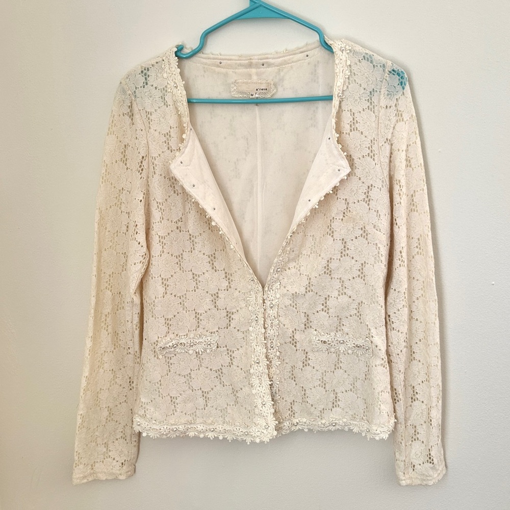 Areve Lace Top Blazer Cardigan Medium